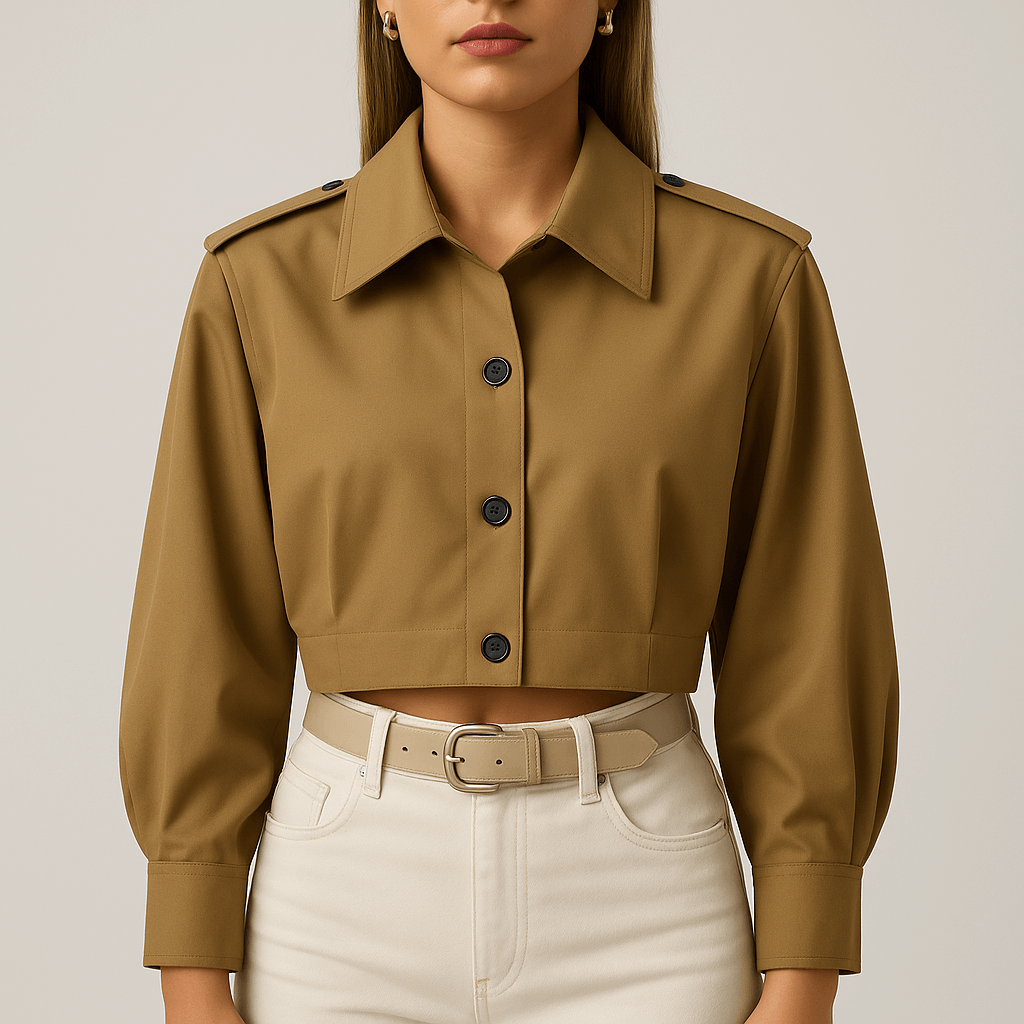 Rosgrove | Women - Relaxed Fit Cropped Jacket - Button Cuffs