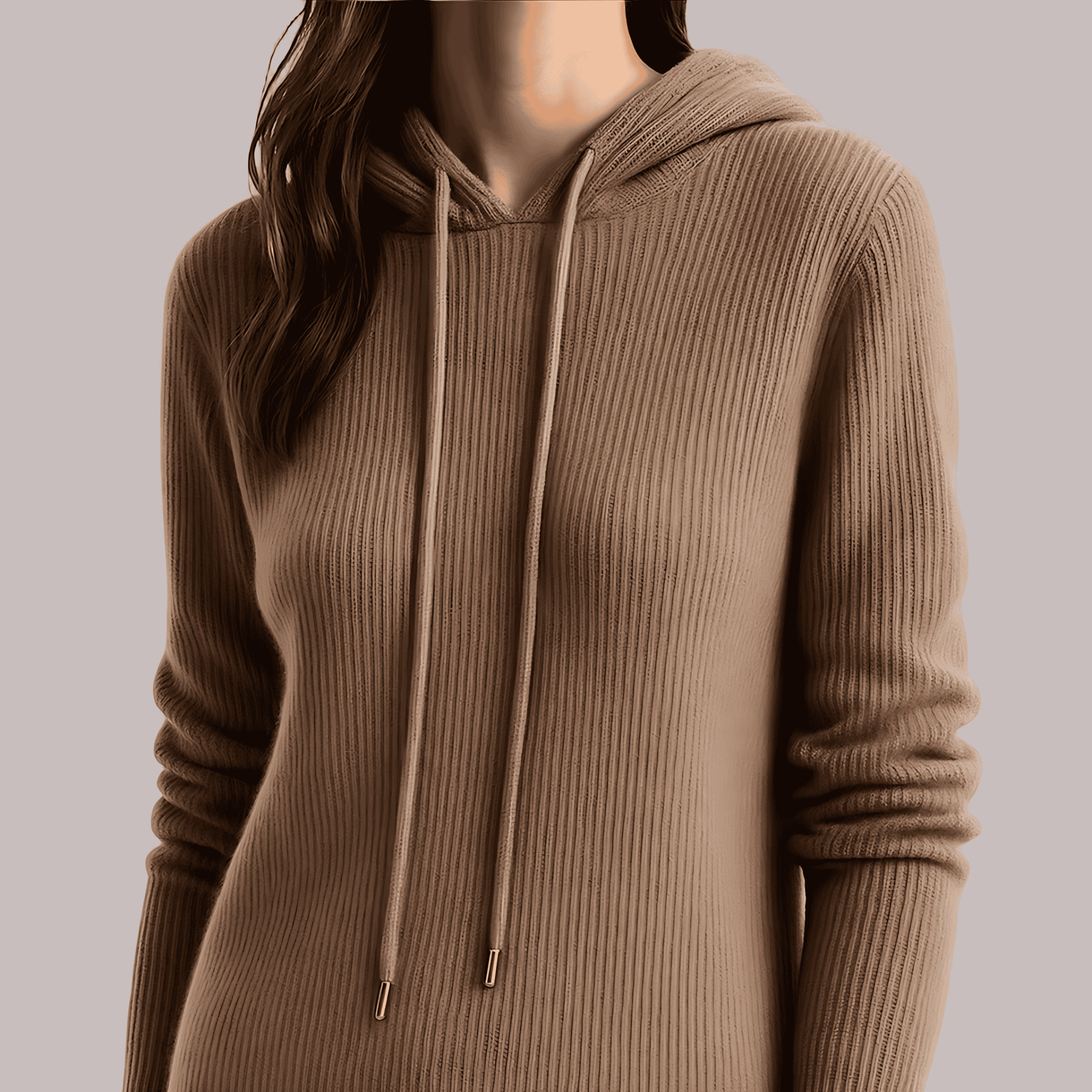 Rosgrove | Women - Relaxed Fit Hoodie - Ribbed Knit