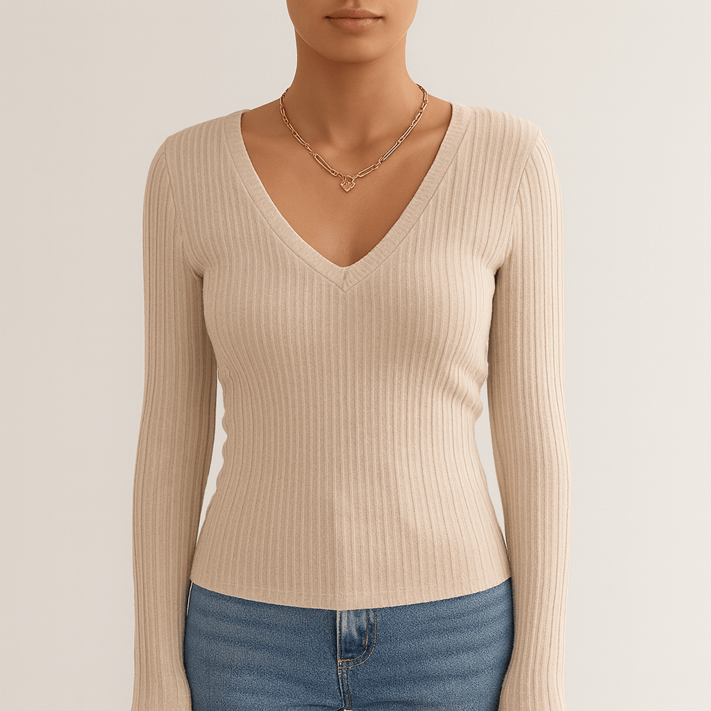Rosgrove | Women - Ribbed Long Sleeve Top - Slim Fit