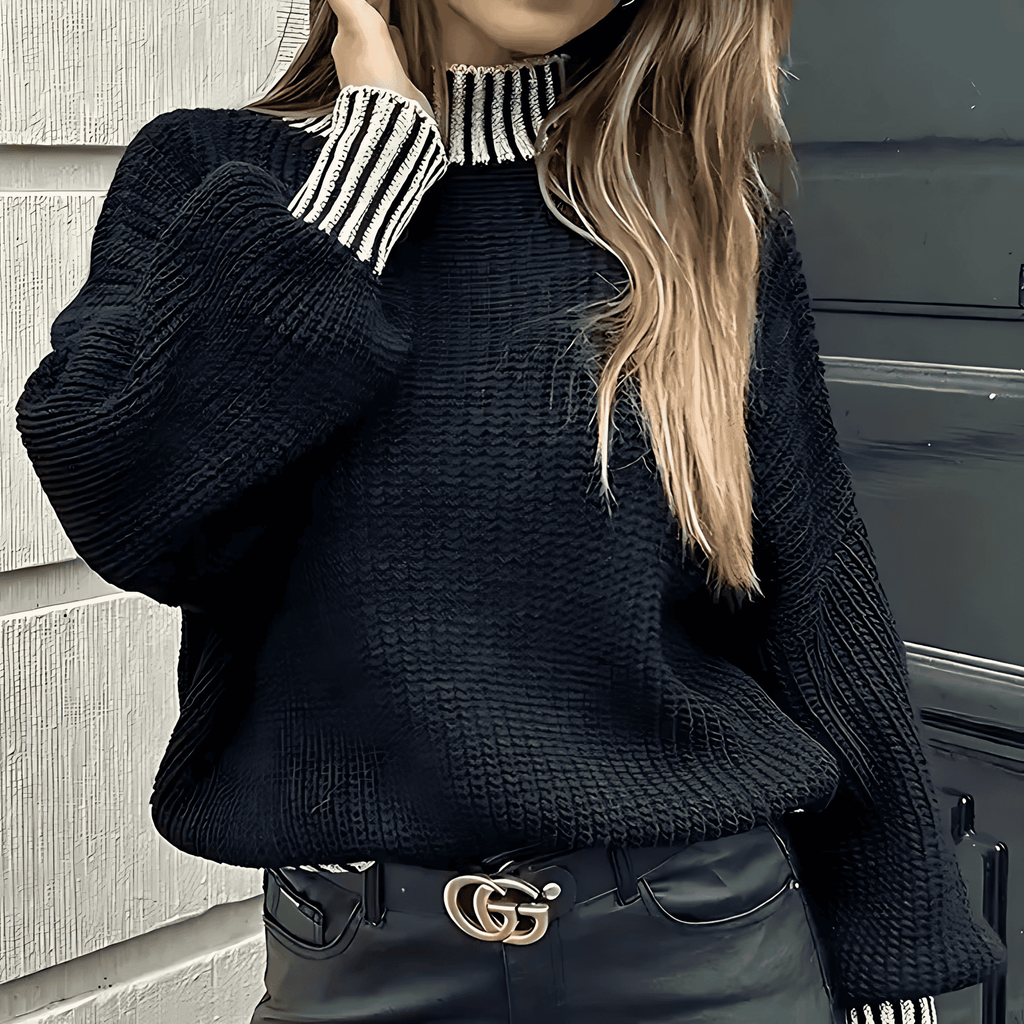 Rosgrove | Women - Ribbed Mock Neck Jumper - Cosy Knit Style