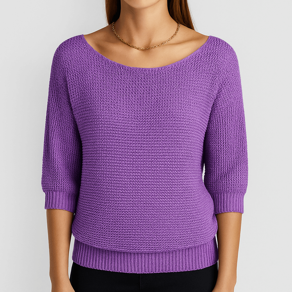 Rosgrove | Women - Round Neck Knitted Jumper - Three-Fourths Sleeve