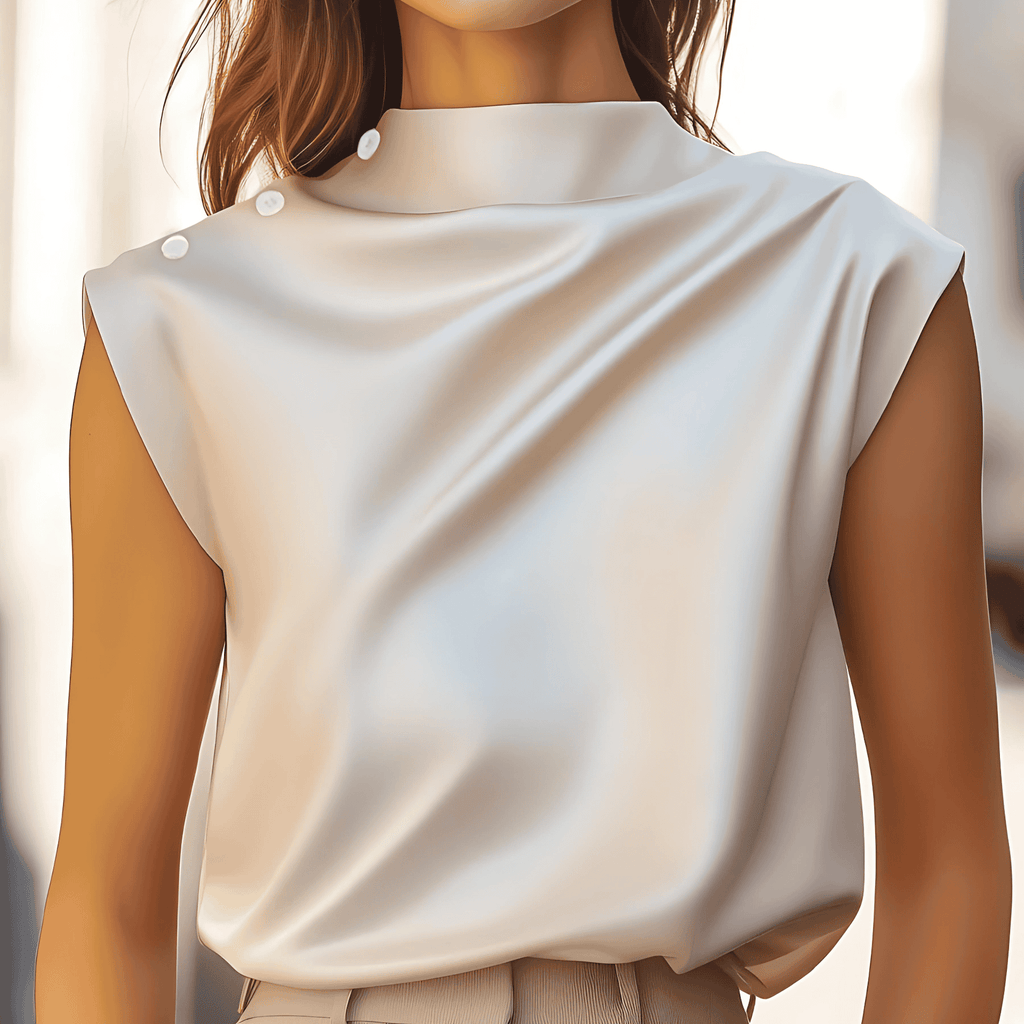 Rosgrove | Women - Satin Blouse - Draped Fit