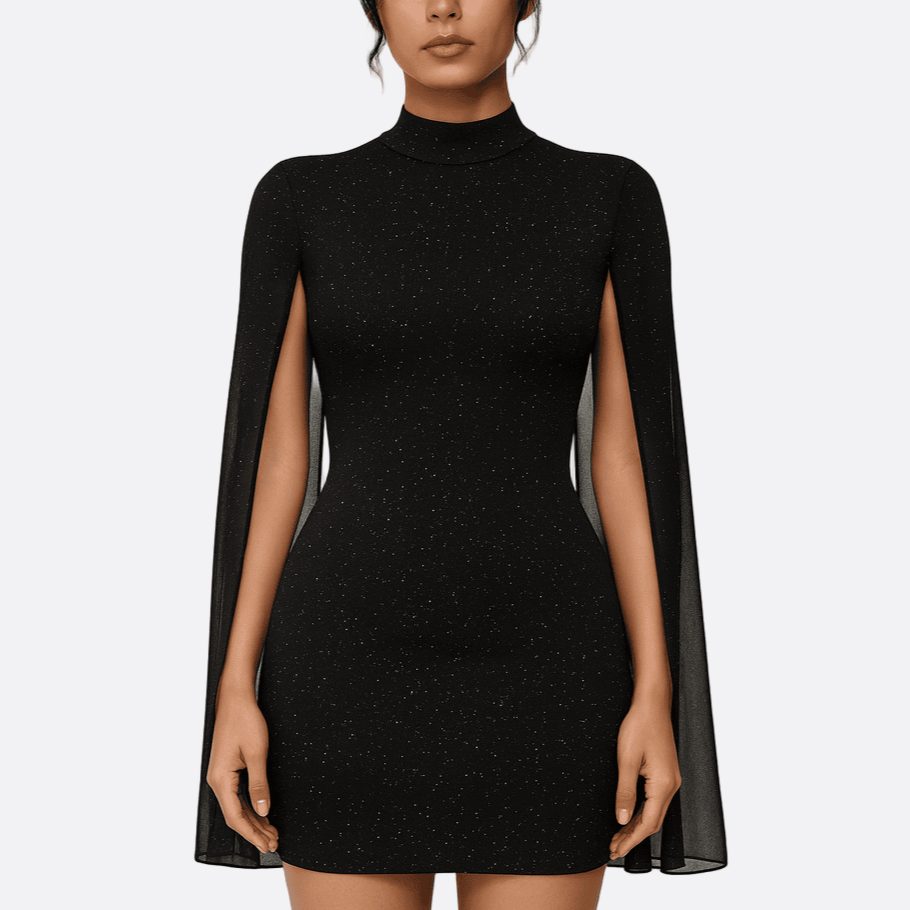 Rosgrove | Women - Sheer Cape Overlay Mini Dress - Slim Fit