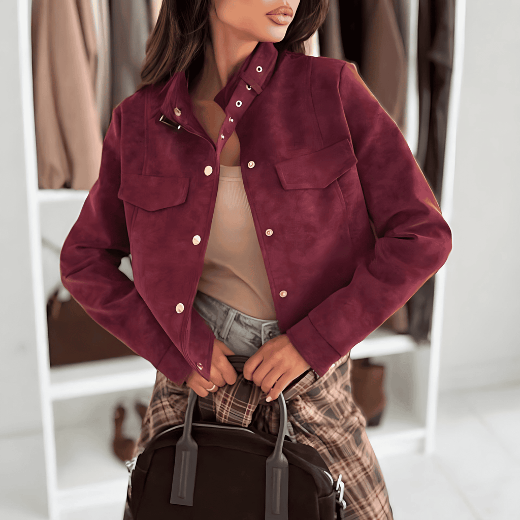 Rosgrove | Women - Soft Feel Suede Jacket - Button Details