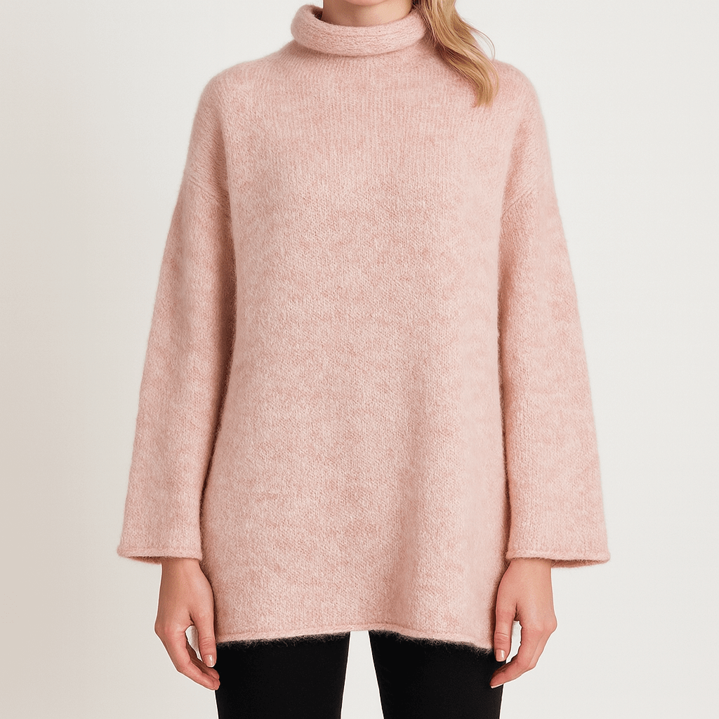 Rosgrove | Women - Soft Knit High Neck Sweatshirt - Flared Sleeve