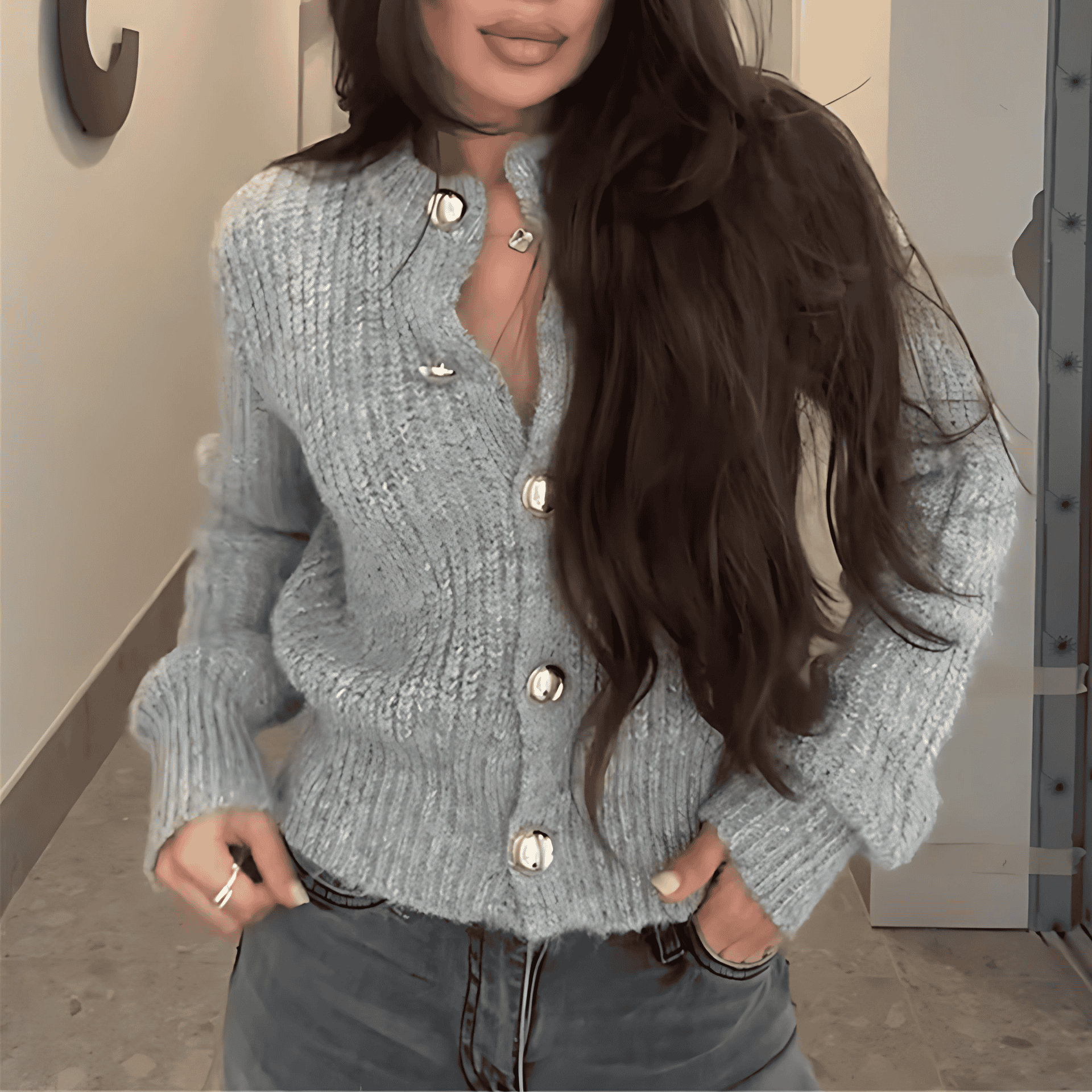 Rosgrove | Women - Stylish Cardigan with Button Details