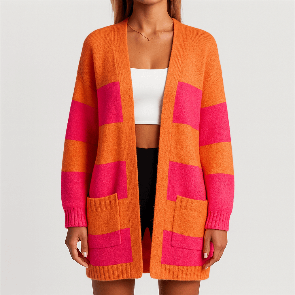 Rosgrove | Women - Stylish Knitted Coat - Bold Stripes