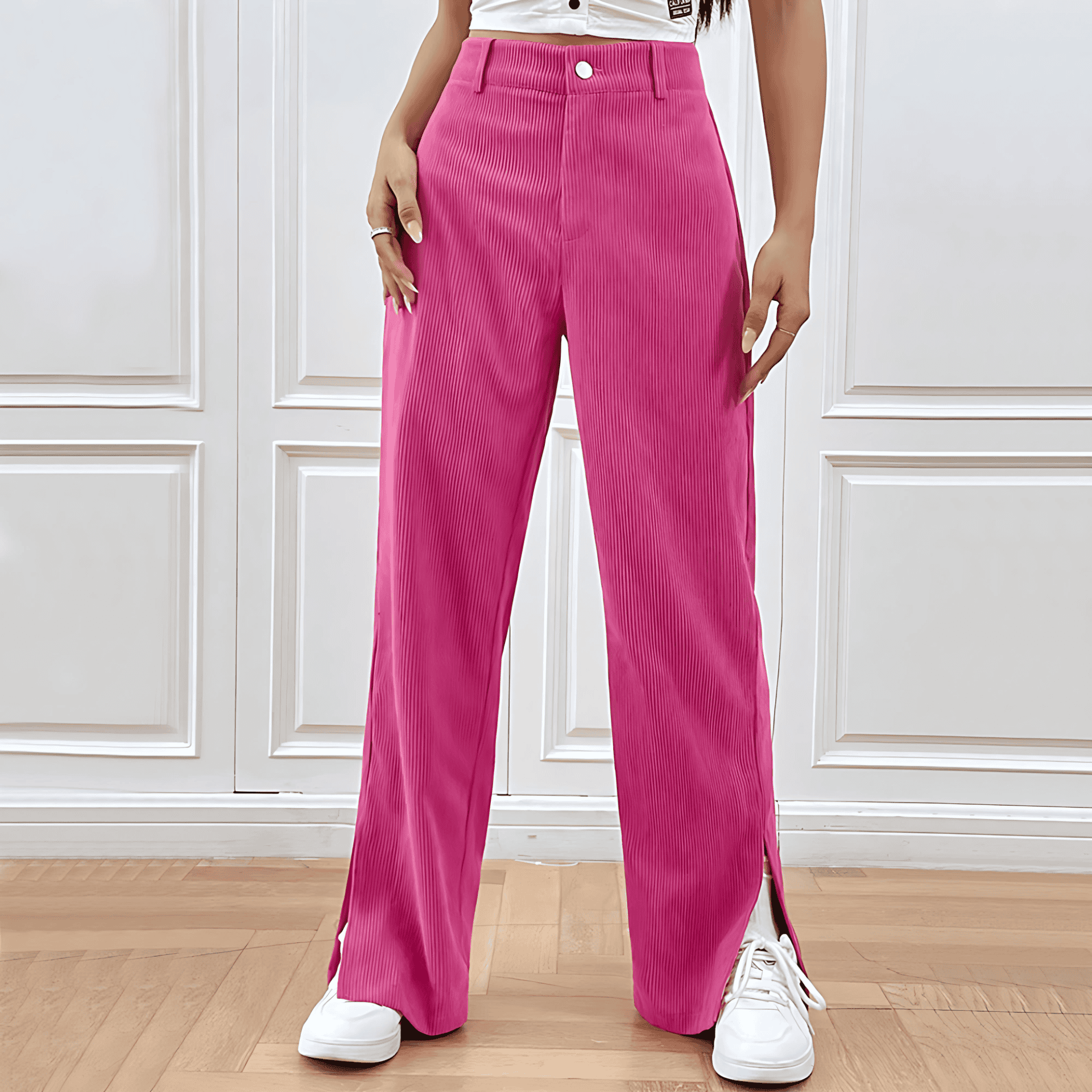 Rosgrove | Women - Trendy Wide Leg Corduroy Trousers