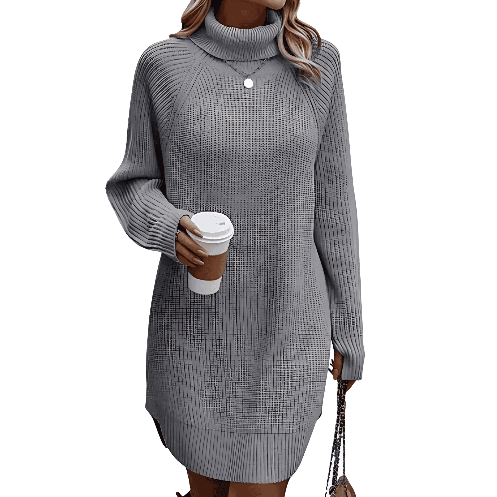 Rosgrove | Women - Turtleneck Knit Jumper Dress - Long Sleeve