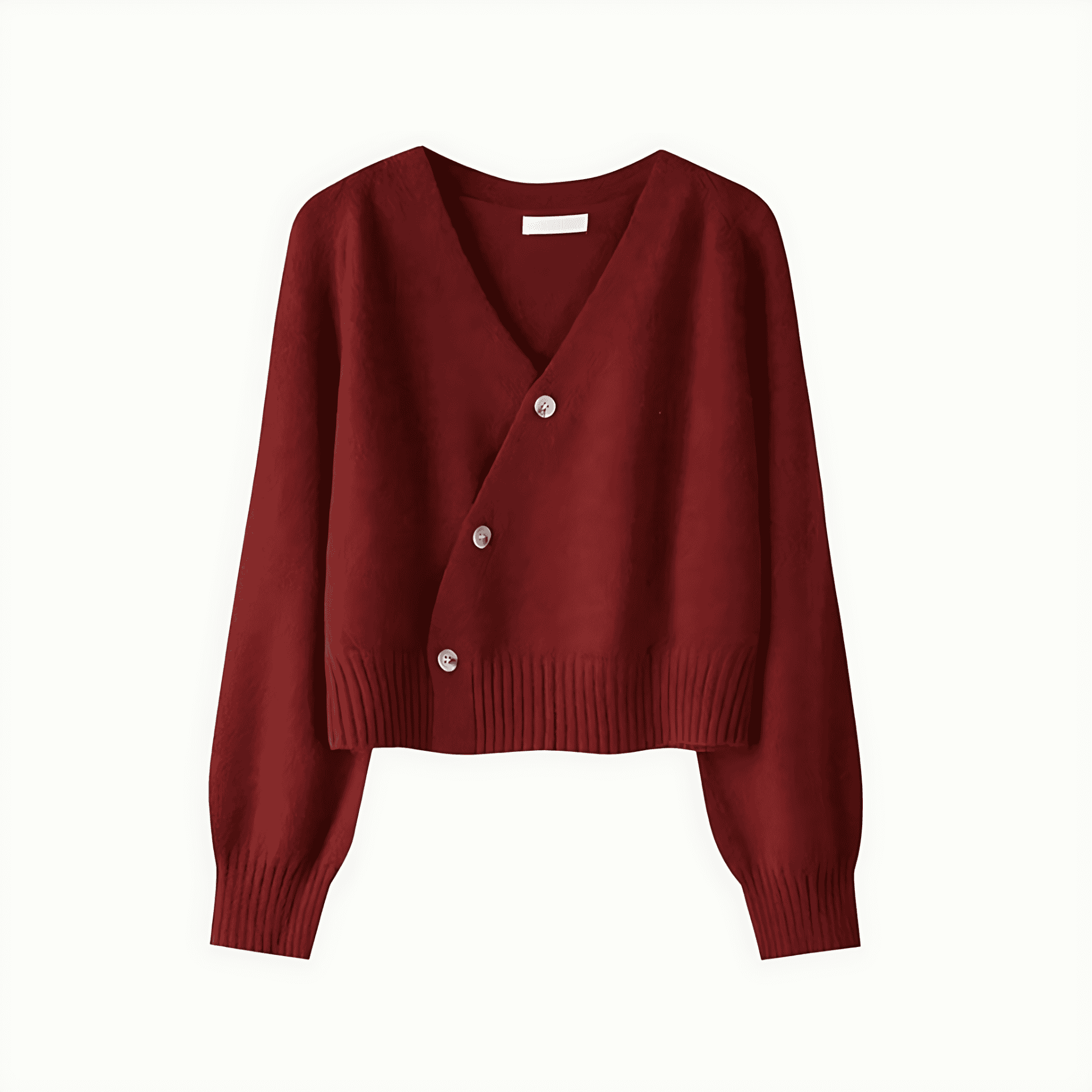 Rosgrove | Women - V-Neck Button Cardigan - Asymmetric Knit Style