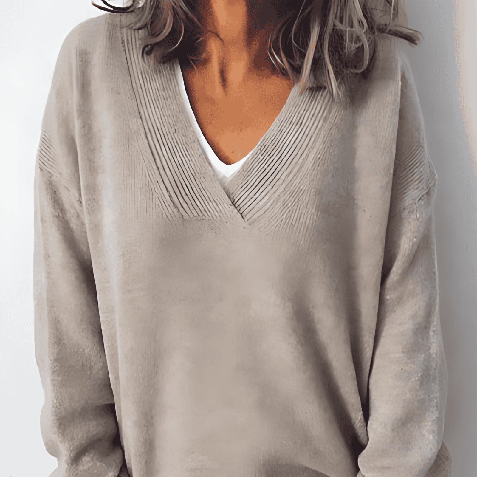 Rosgrove | Women - V-Neck Jumper – Oversized Fit