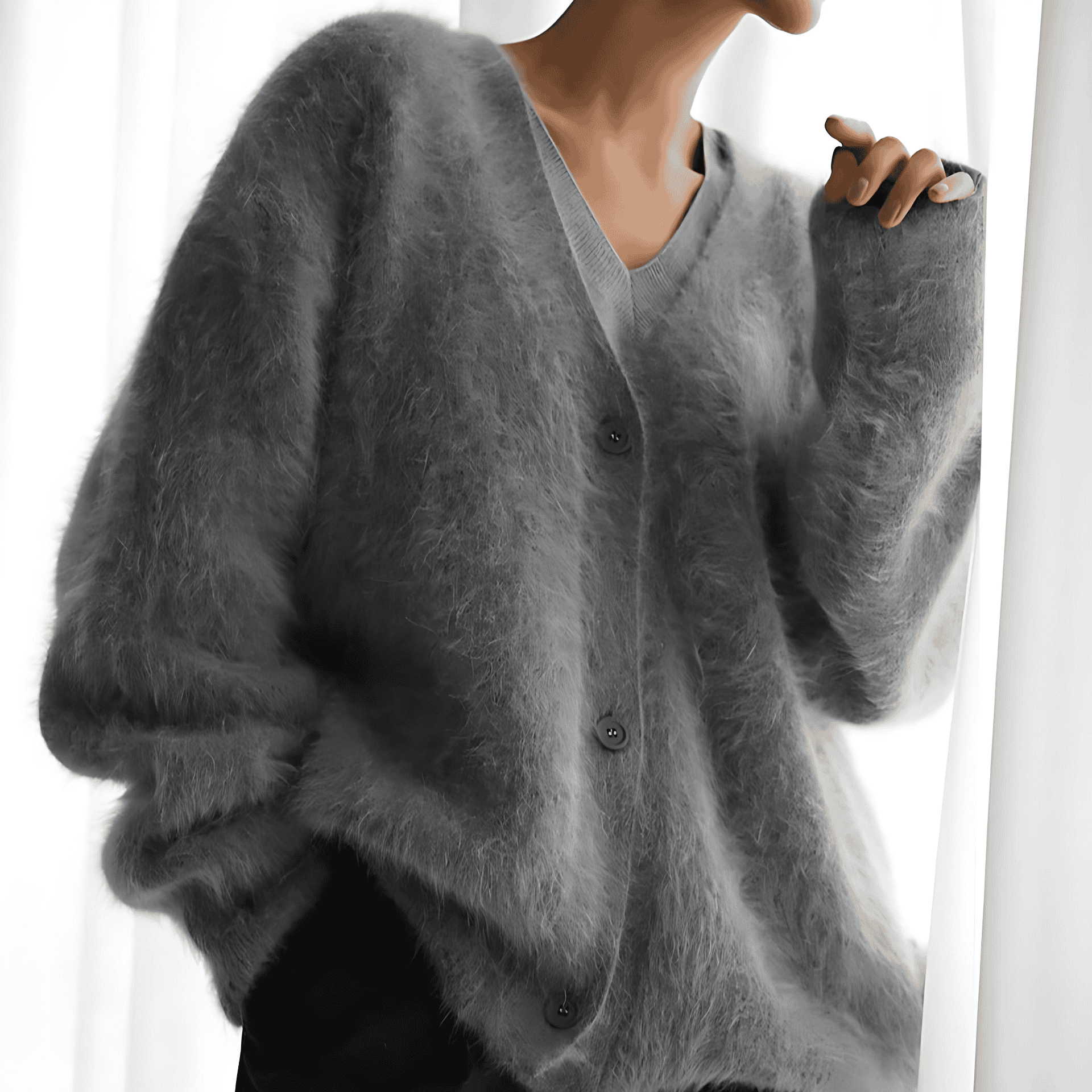 Rosgrove | Women - V-Neck Knitted Cardigan - Relaxed Fit