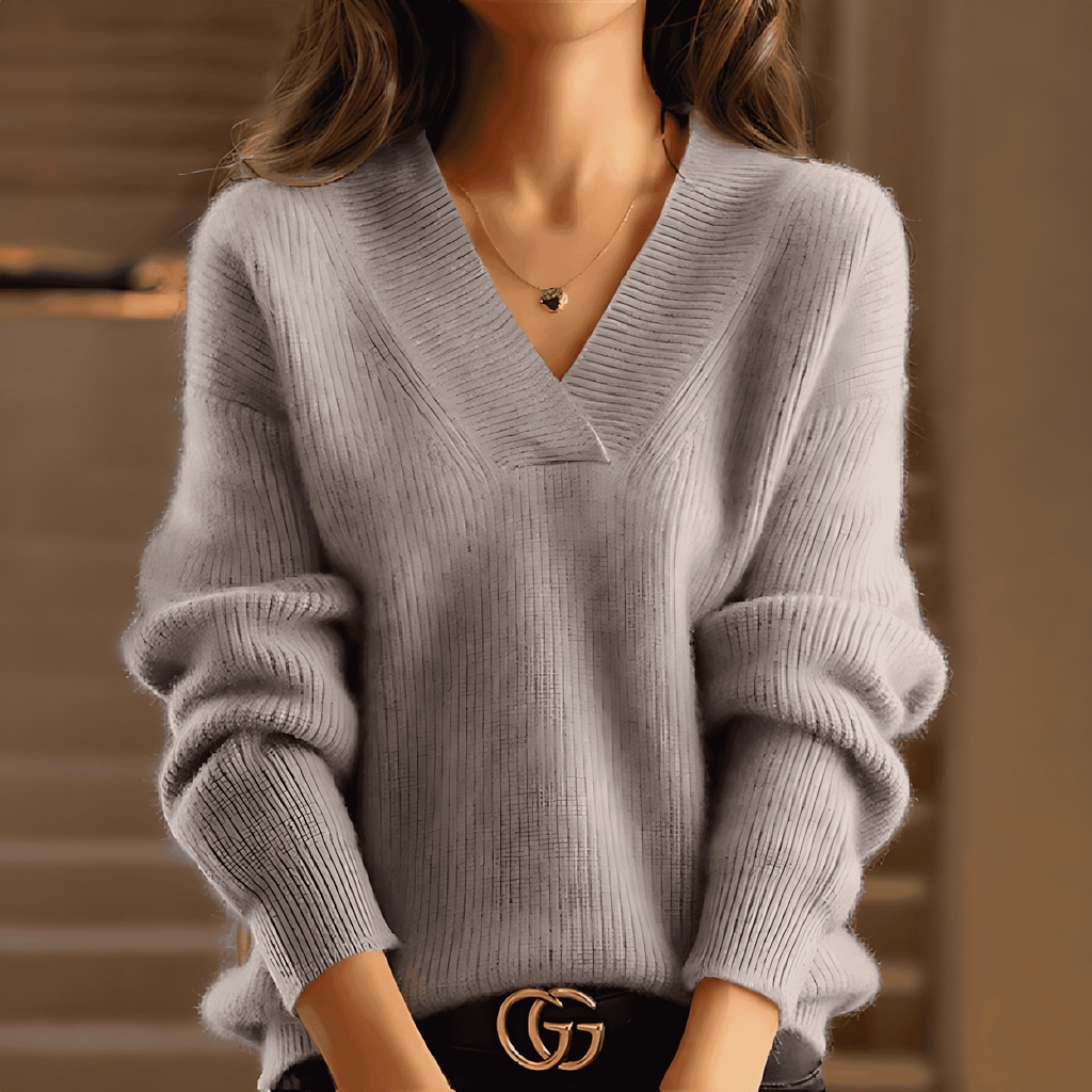 Rosgrove | Women - V-Neck Ribbed Knit Jumper - Winter Style