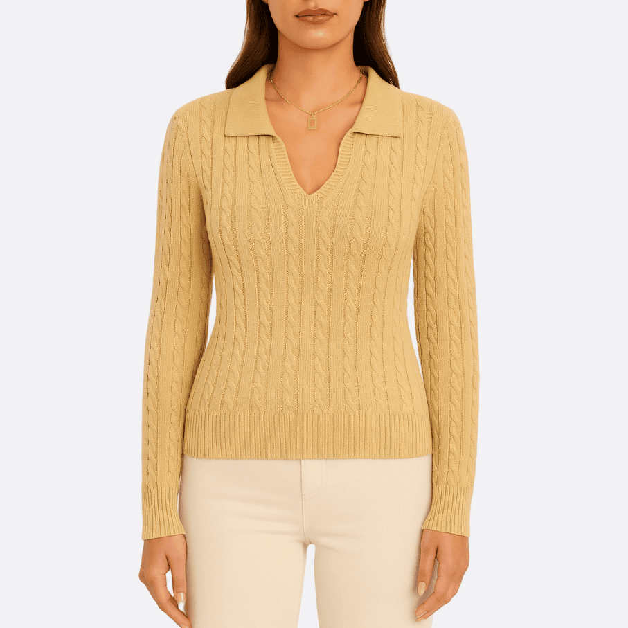 Rosgrove | Women - V-Neck Jumper - Cable Knit Design