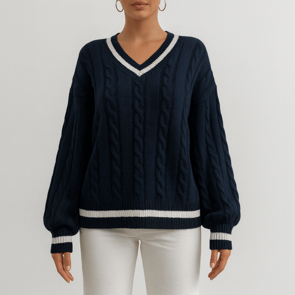 Rosgrove | Women - V-neck Cable Knit Jumper - Cozy & Stylish