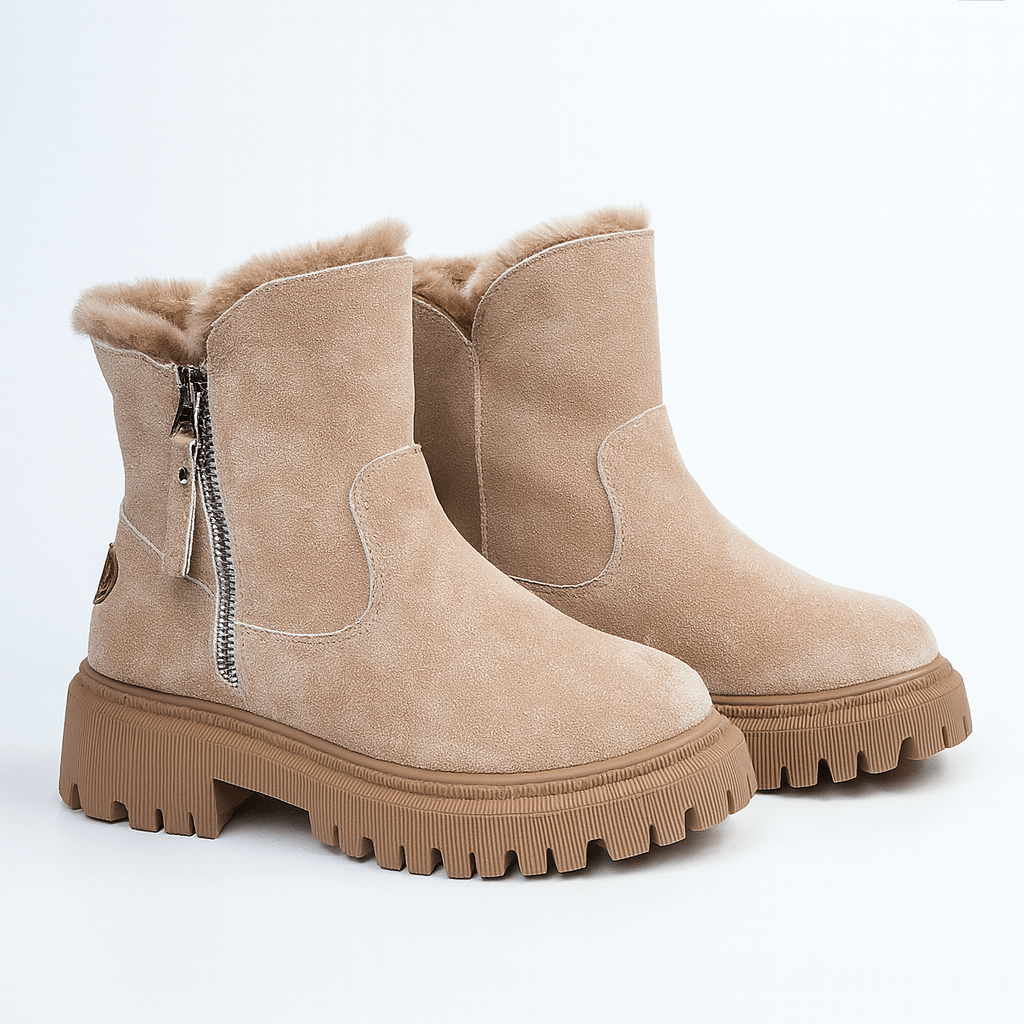 Rosgrove | Women - Warm Suede Look Ankle Boots - Side Zip