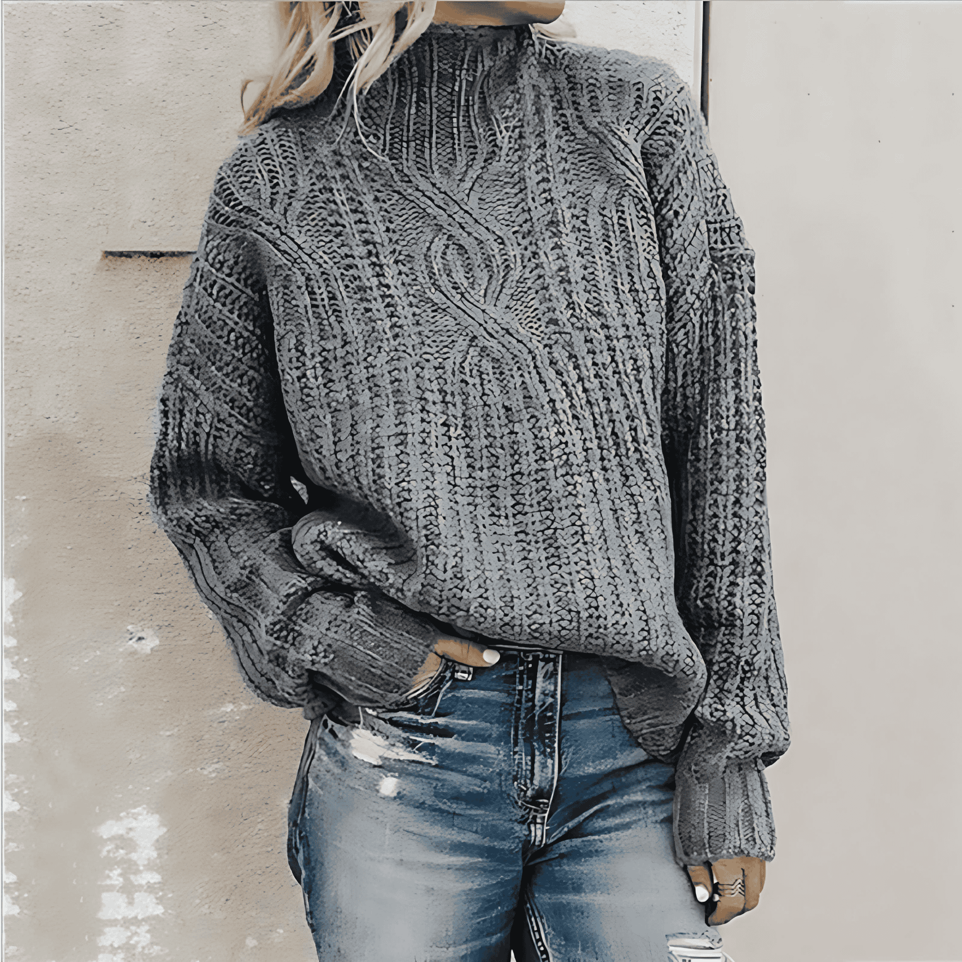 Rosgrove | Women - Winter Cable Knit Jumper - Cosy Style