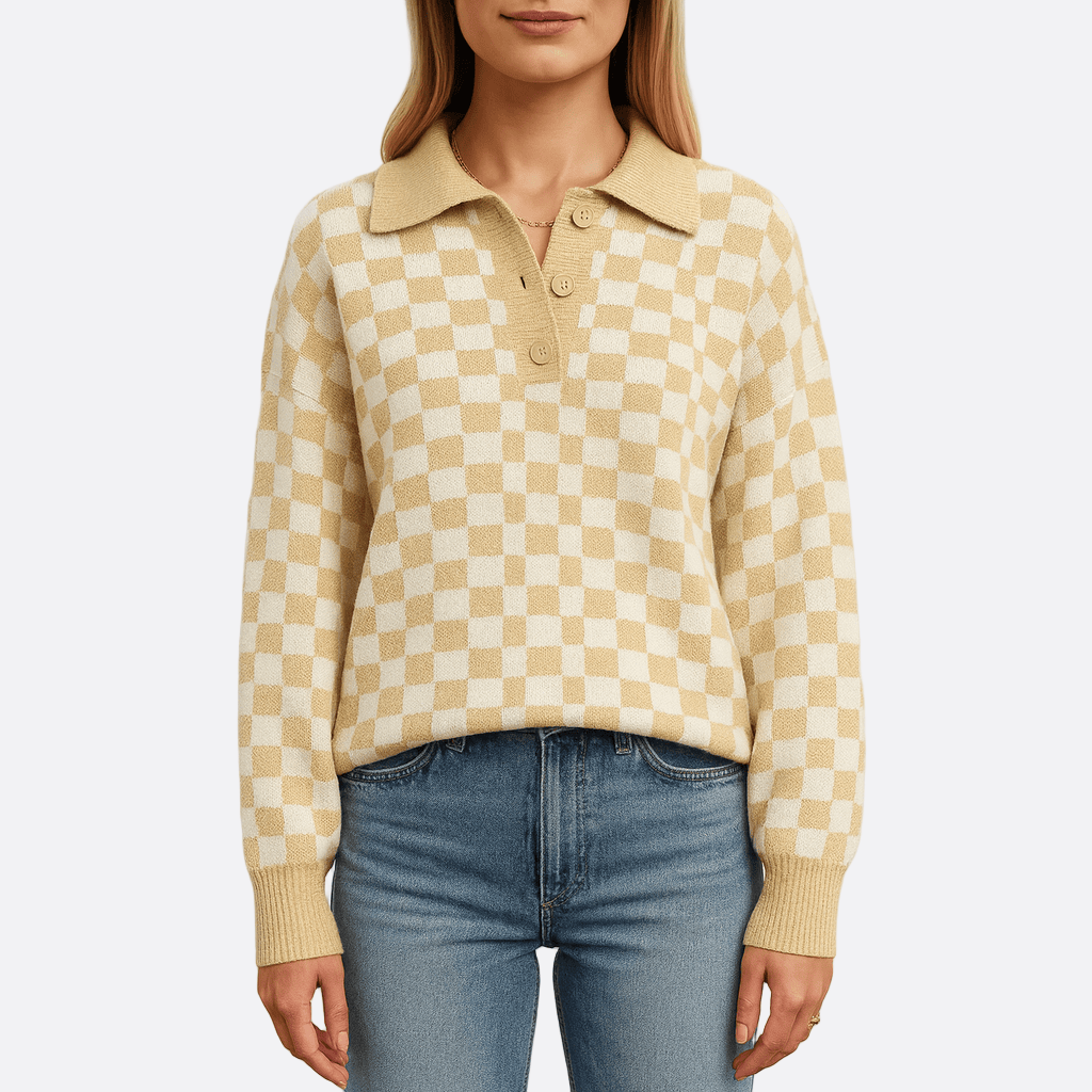 Rosgrove | Women - Wool Knit V-Neck Jumper - Button Neckline