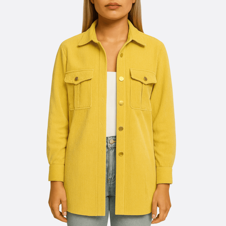 Rosgrove | Women - Yellow Corduroy Stylish Jacket - Classic Style