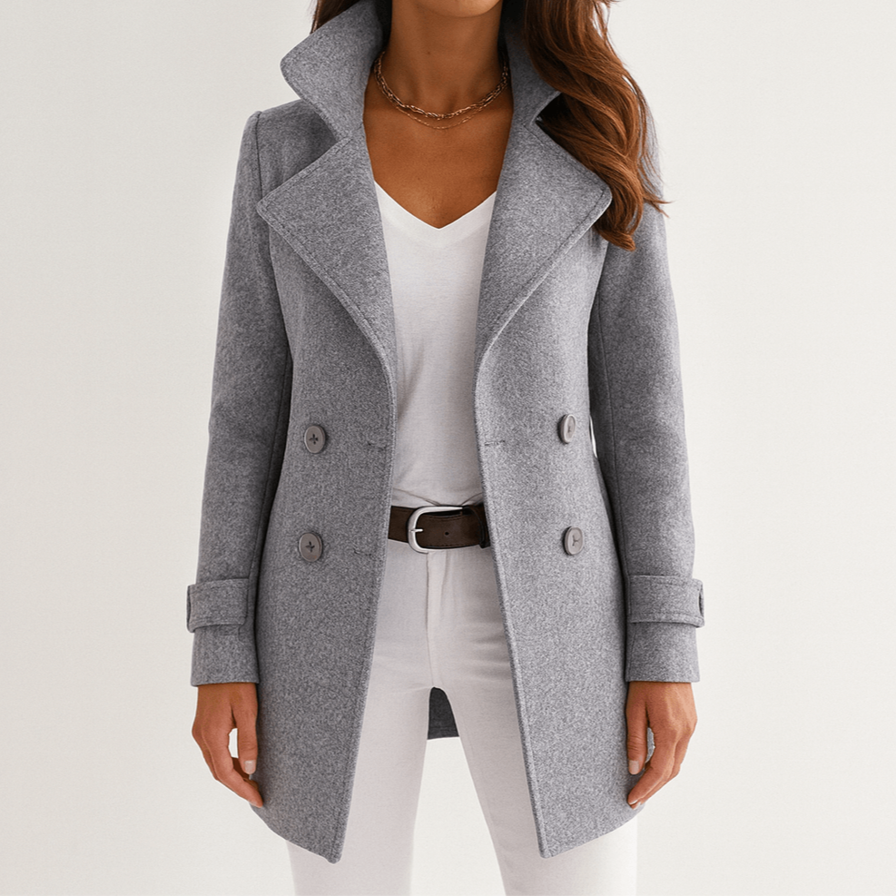Rosgrove | Women Long Tailored Double-Breasted Coat - Structured Lapels