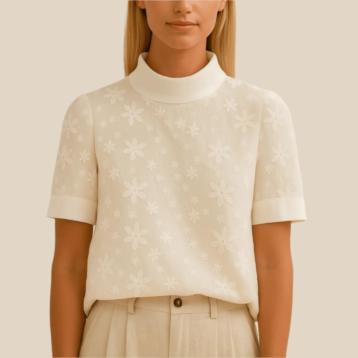 Rosgrove | Women - Blouse - Embroidered Collar - Chic Fit