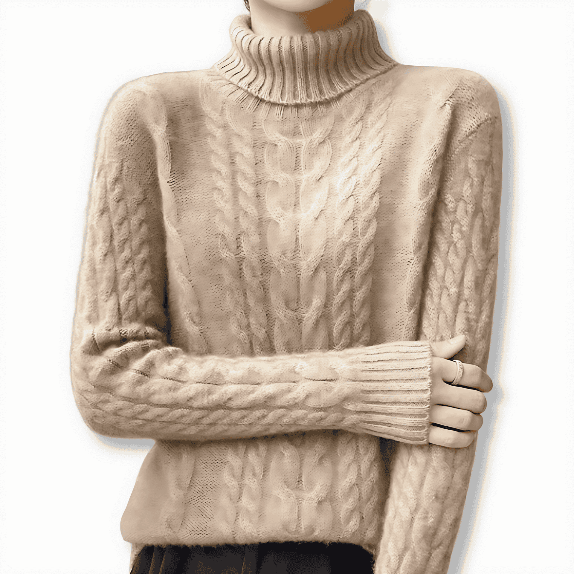 Rosgrove | Women - Cable Knit Jumper - Turtleneck Style