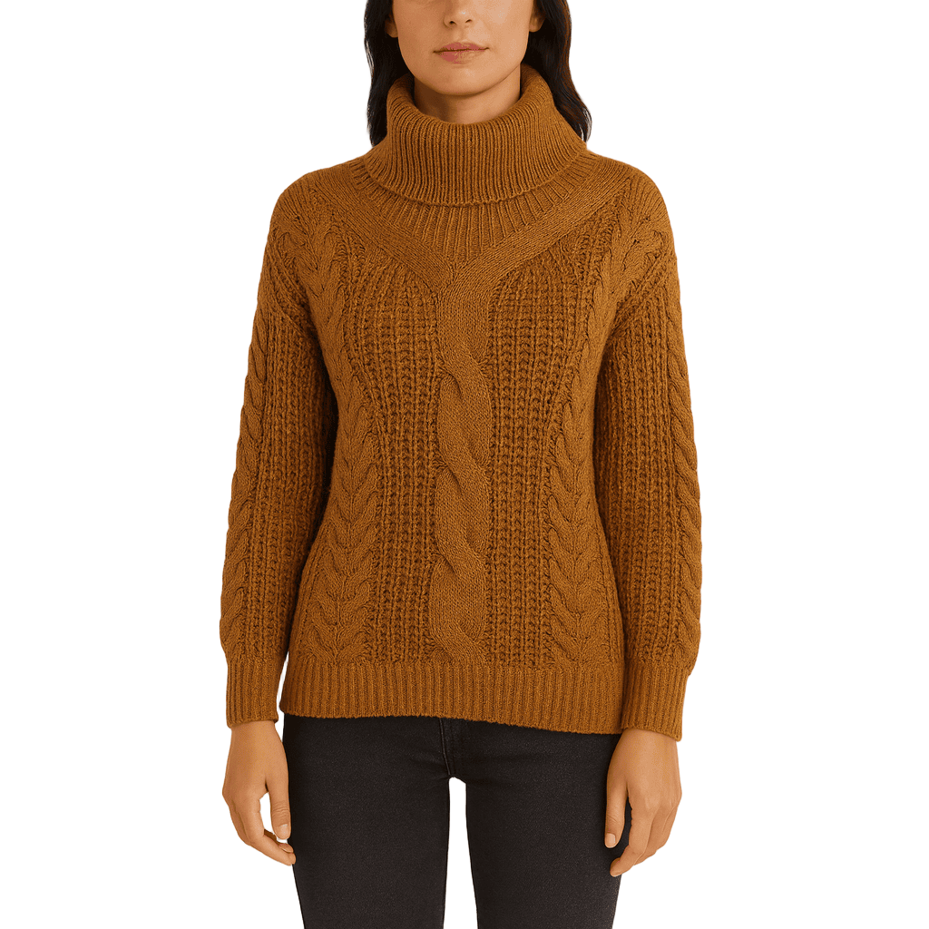 Rosgrove | Women - Cable Knit Turtleneck Jumper - Oversized Fit
