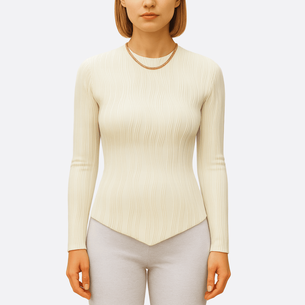 Rosgrove | Women - Fitted Long Sleeve Top - Texture Fabric Design