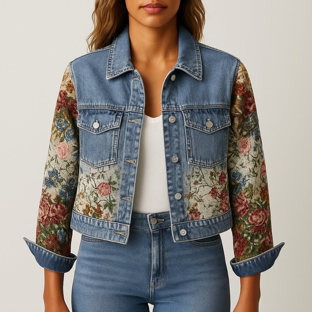 Rosgrove | Women - Floral Denim Jacket