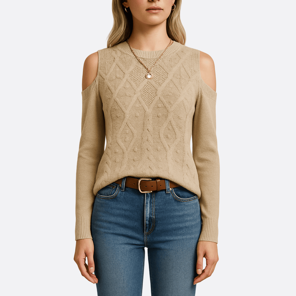 Rosgrove | Women - Loose Fit Open Shoulder Knitted Jumper - Wool Blend
