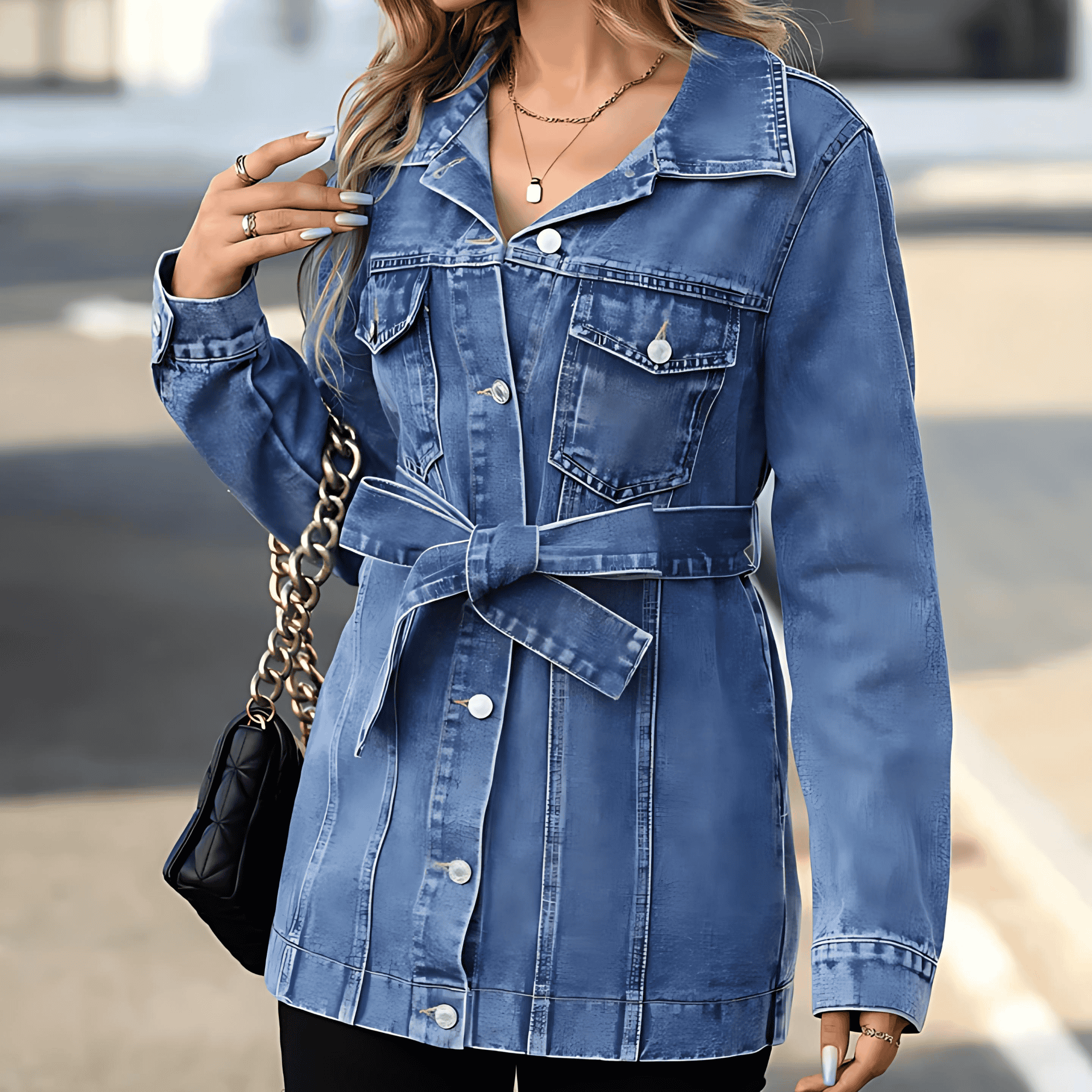 Rosgrove | Women – Denim Coat – Flap Pockets