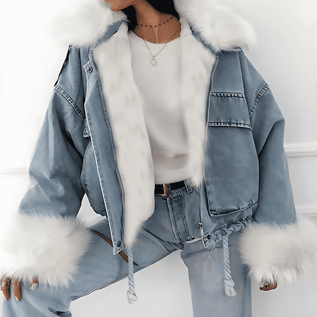 Rosgrove | Women – Denim Jacket – Faux Fur Trim