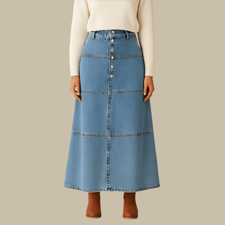 Rosgrove | Women - Maxi Skirt - Denim - Boho Style