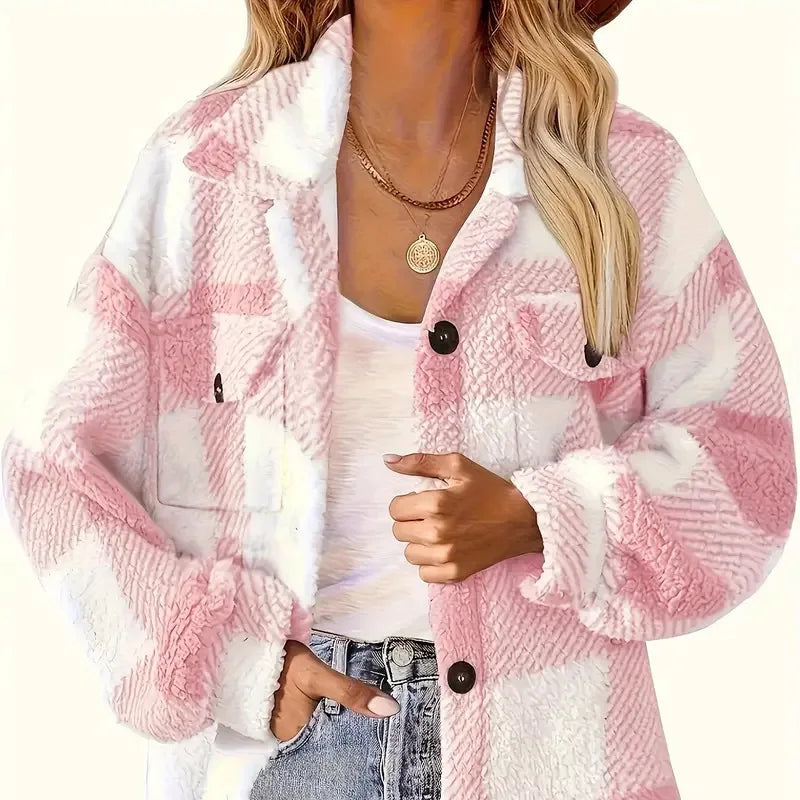 Rosgrove | Women - Checkered Fleece Jacket - Warm & Cozy