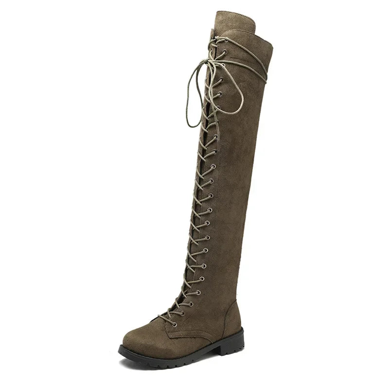 Rosgrove | Women - Over-the-Knee Boots - Suede Lace-Up Style
