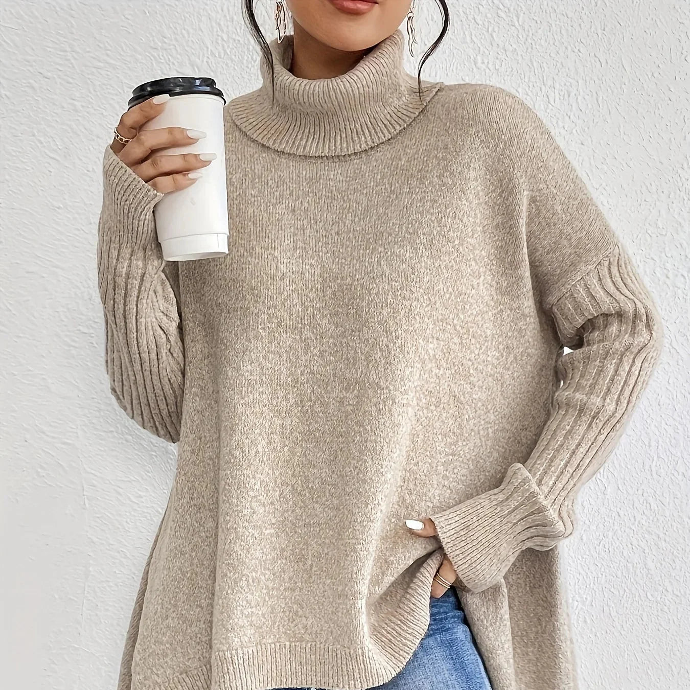 Rosgrove | Women - Relaxed Fit Turtleneck Jumper - Ribbed Cuffs