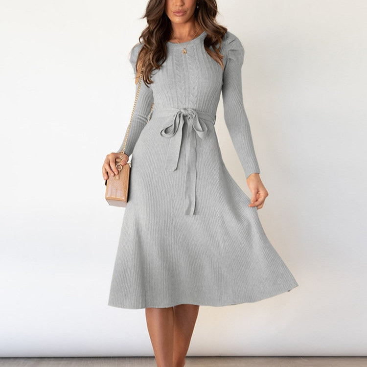 Rosgrove | Women - Knitted Jumper Dress - Puff Sleeves