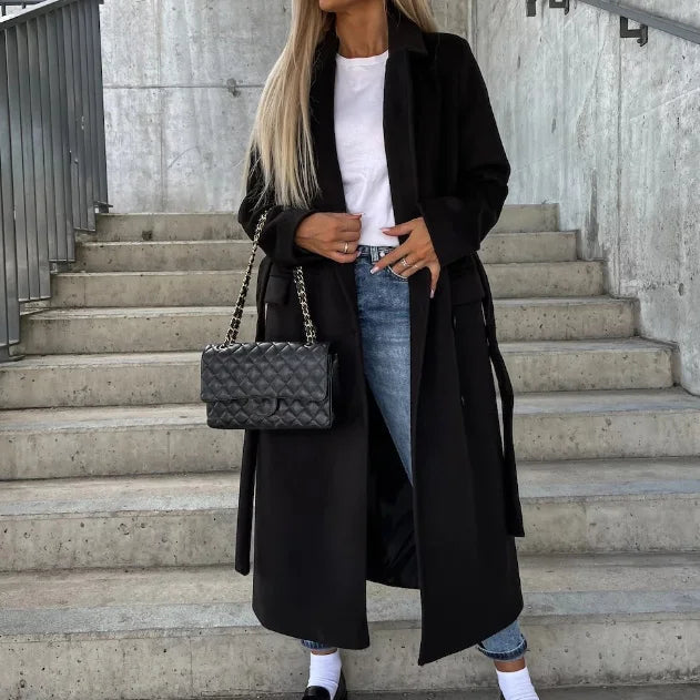 Rosgrove | Women - Stylish Chic Long Coat with Lapel Collar