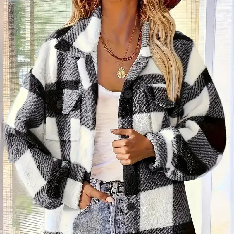 Rosgrove | Women - Checkered Fleece Jacket - Warm & Cozy