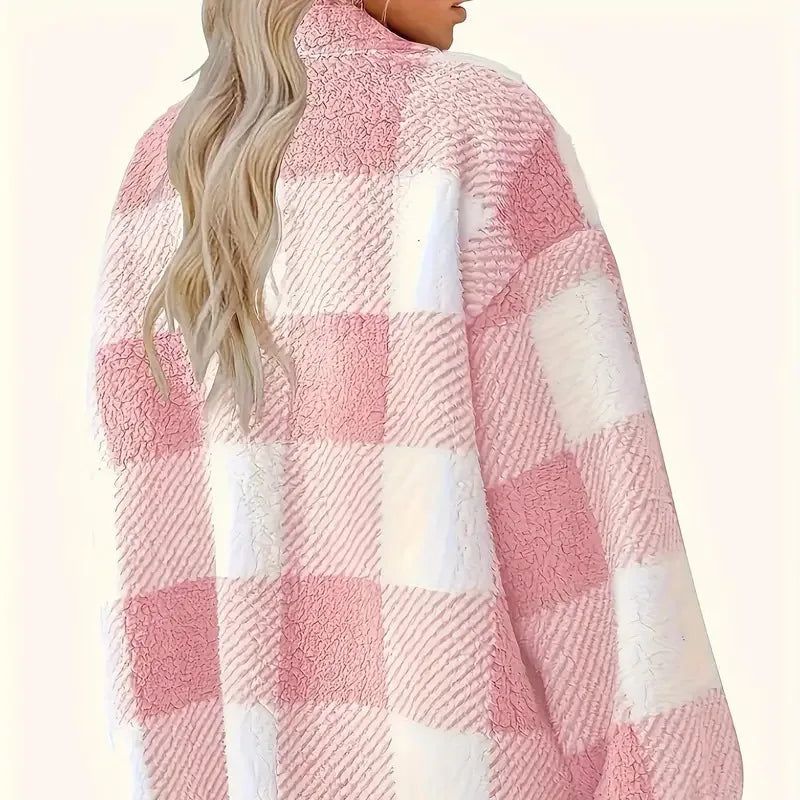 Rosgrove | Women - Checkered Fleece Jacket - Warm & Cozy