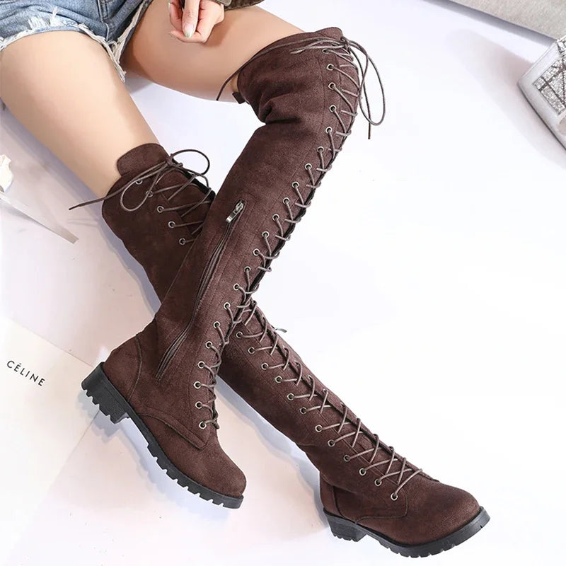 Rosgrove | Women - Over-the-Knee Boots - Suede Lace-Up Style