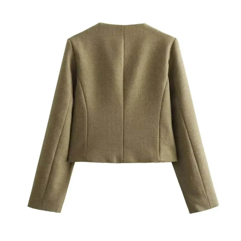 Rosgrove | Women - Cropped Bomber Jacket - Round Neck