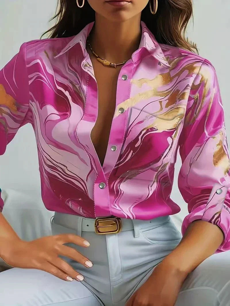Rosgrove | Women - Shirt - Satin Fabric - Flowing Top