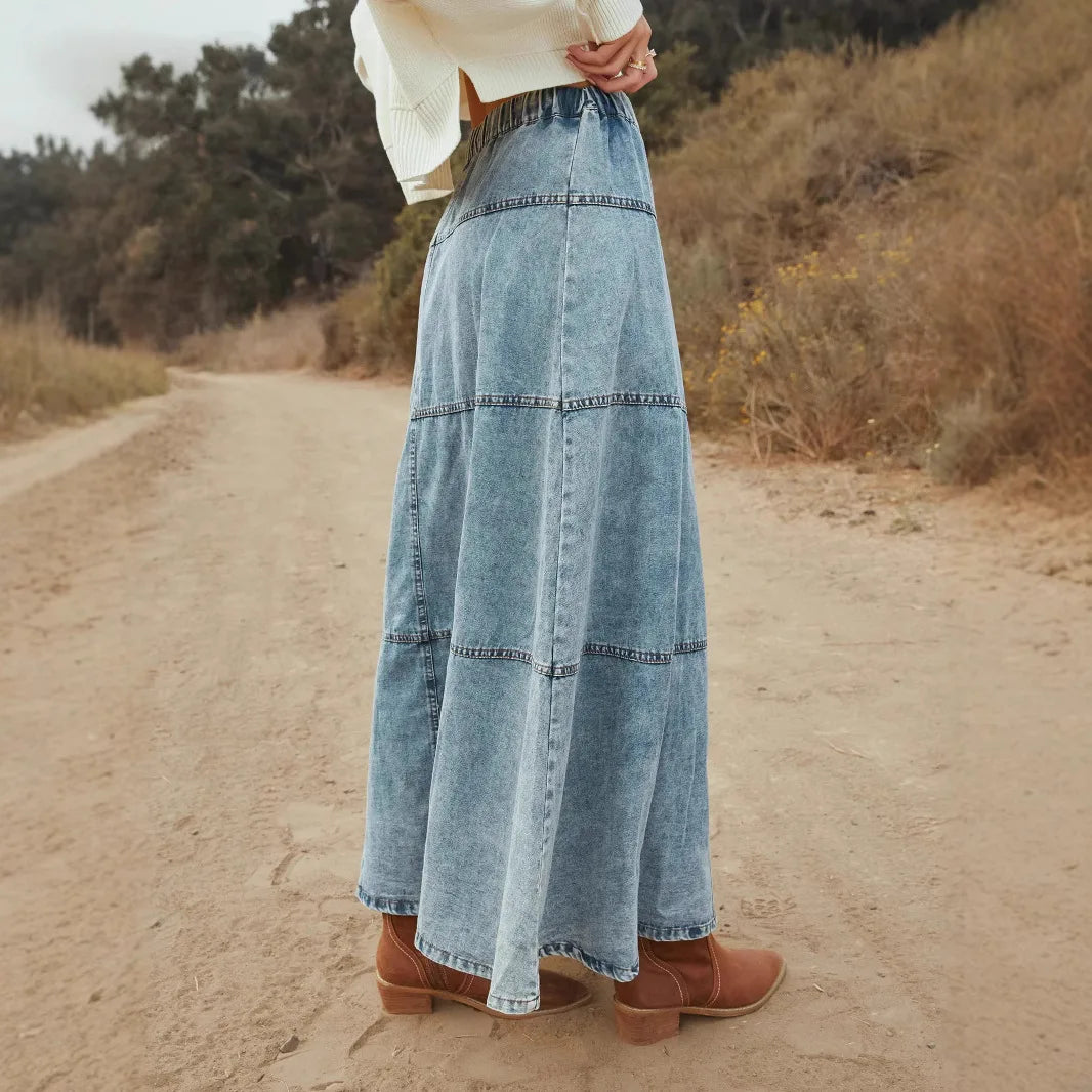 Rosgrove | Women - Maxi Skirt - Denim - Boho Style