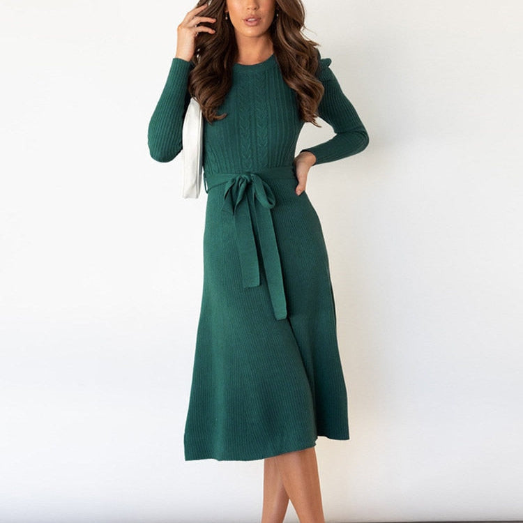 Rosgrove | Women - Knitted Jumper Dress - Puff Sleeves