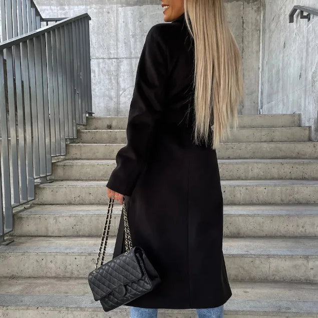 Rosgrove | Women - Stylish Chic Long Coat with Lapel Collar