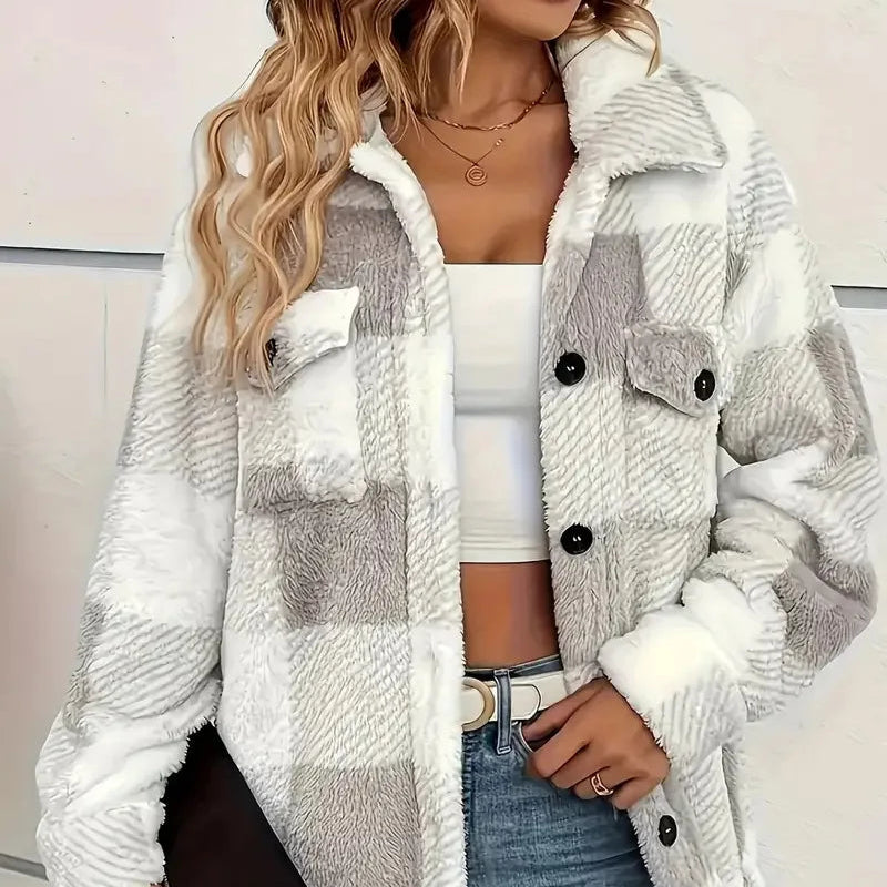 Rosgrove | Women - Checkered Fleece Jacket - Warm & Cozy