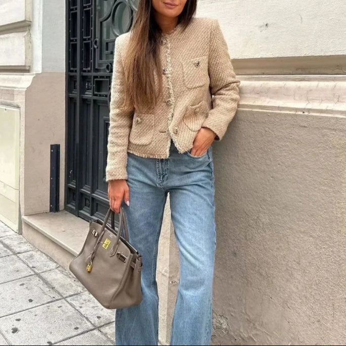 Rosgrove | Women - Elegant Cropped Tweed Jacket - Short Coat