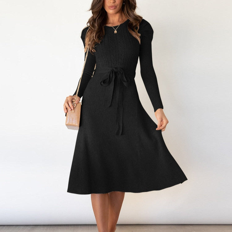 Rosgrove | Women - Knitted Jumper Dress - Puff Sleeves