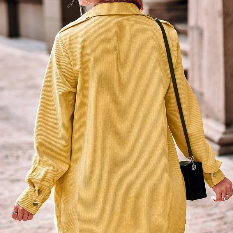 Rosgrove | Women - Yellow Corduroy Stylish Jacket - Classic Style